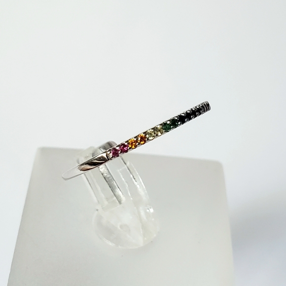 Sterling Pave Rainbow Band - Picture 2 of 8